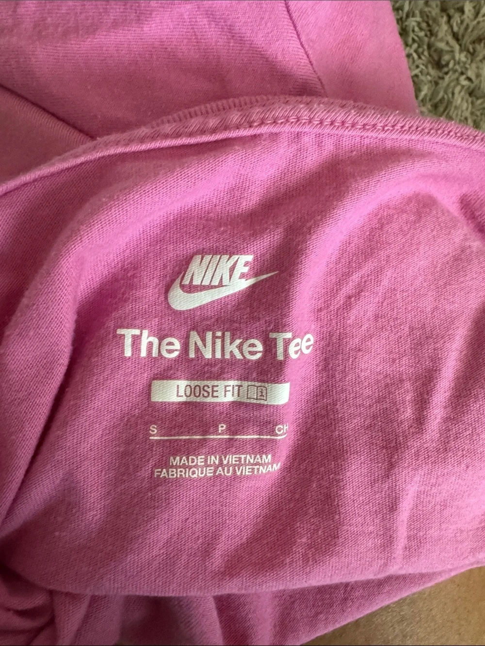 Nike Juniors small, Hot Pink Short Sleeve Tee with White Swoosh - Picture 3 of 4